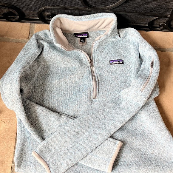 Patagonia Sweaters - Patagonia Women's Heathered Blue Quarter-Zip Sweater